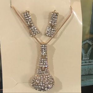 New beautiful gold rhinestone necklace&earrings